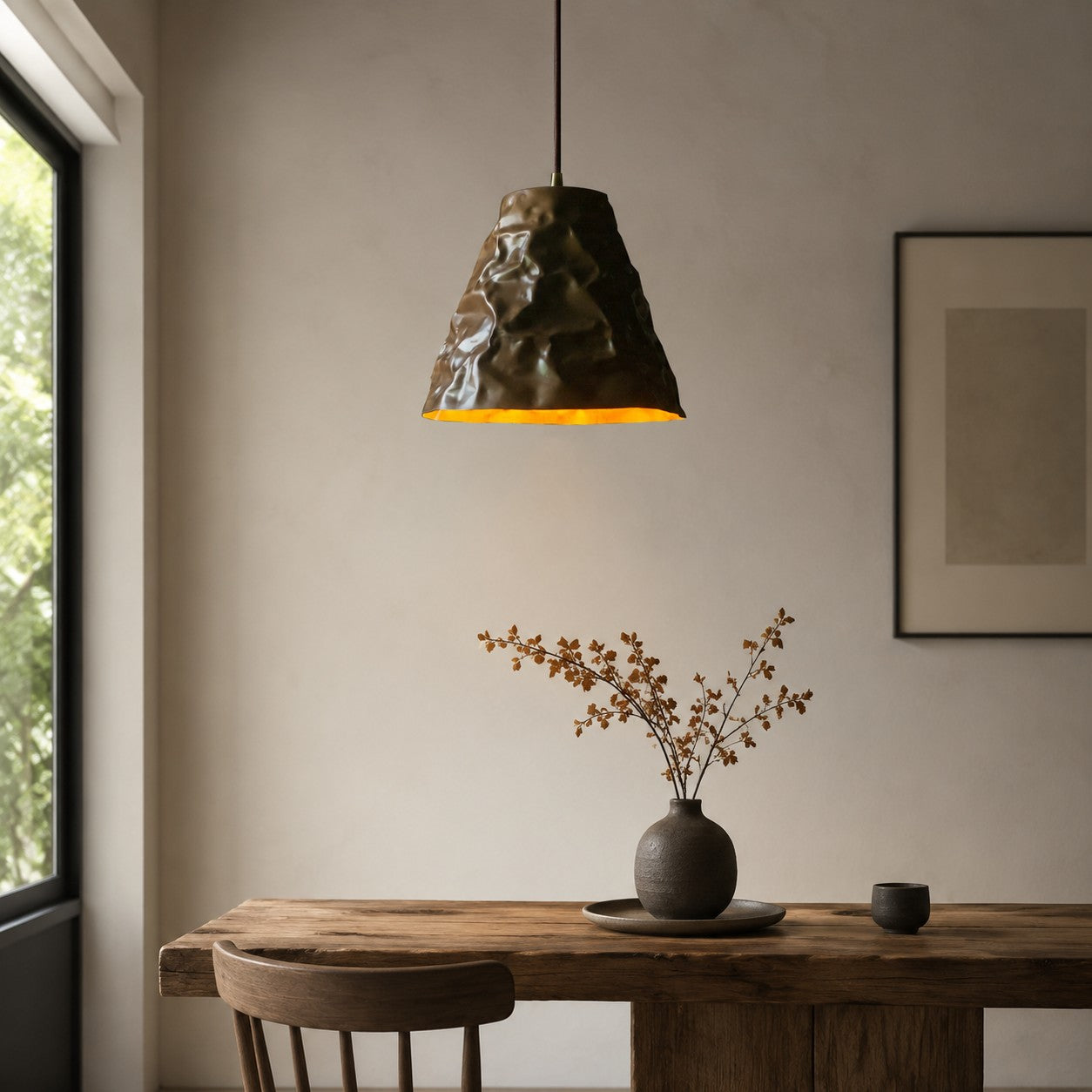 Handgehämmerte Messing-Pendelleuchte für Esszimmer