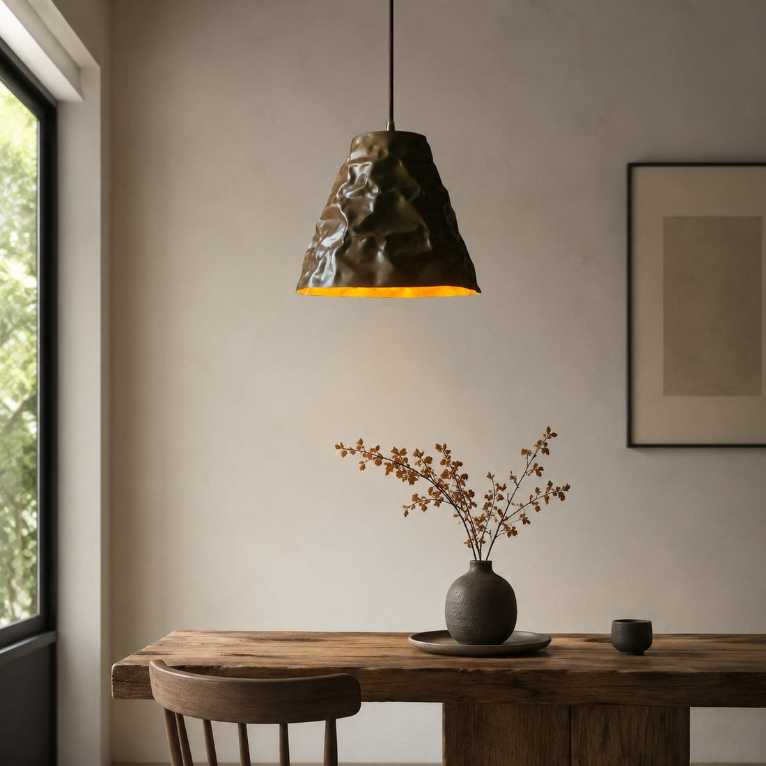 Handgehämmerte Messing-Pendelleuchte für Esszimmer