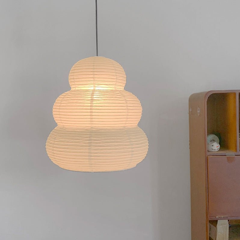 Beige Mulberry Paper Swag Pendant Light