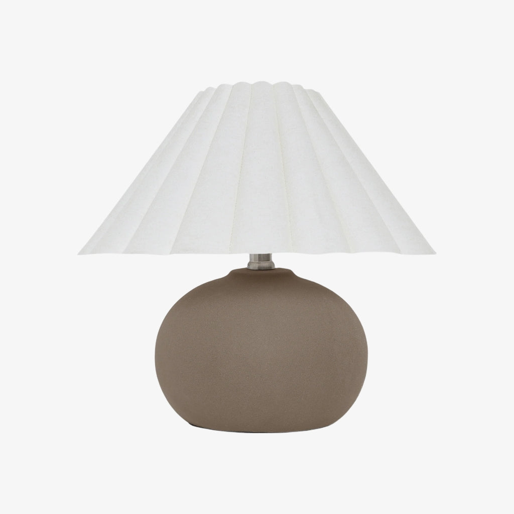 Ruffmeto Decorative Table Lamp — Round Ceramic Base with Pleated Fabric Shade for Cozy Spaces