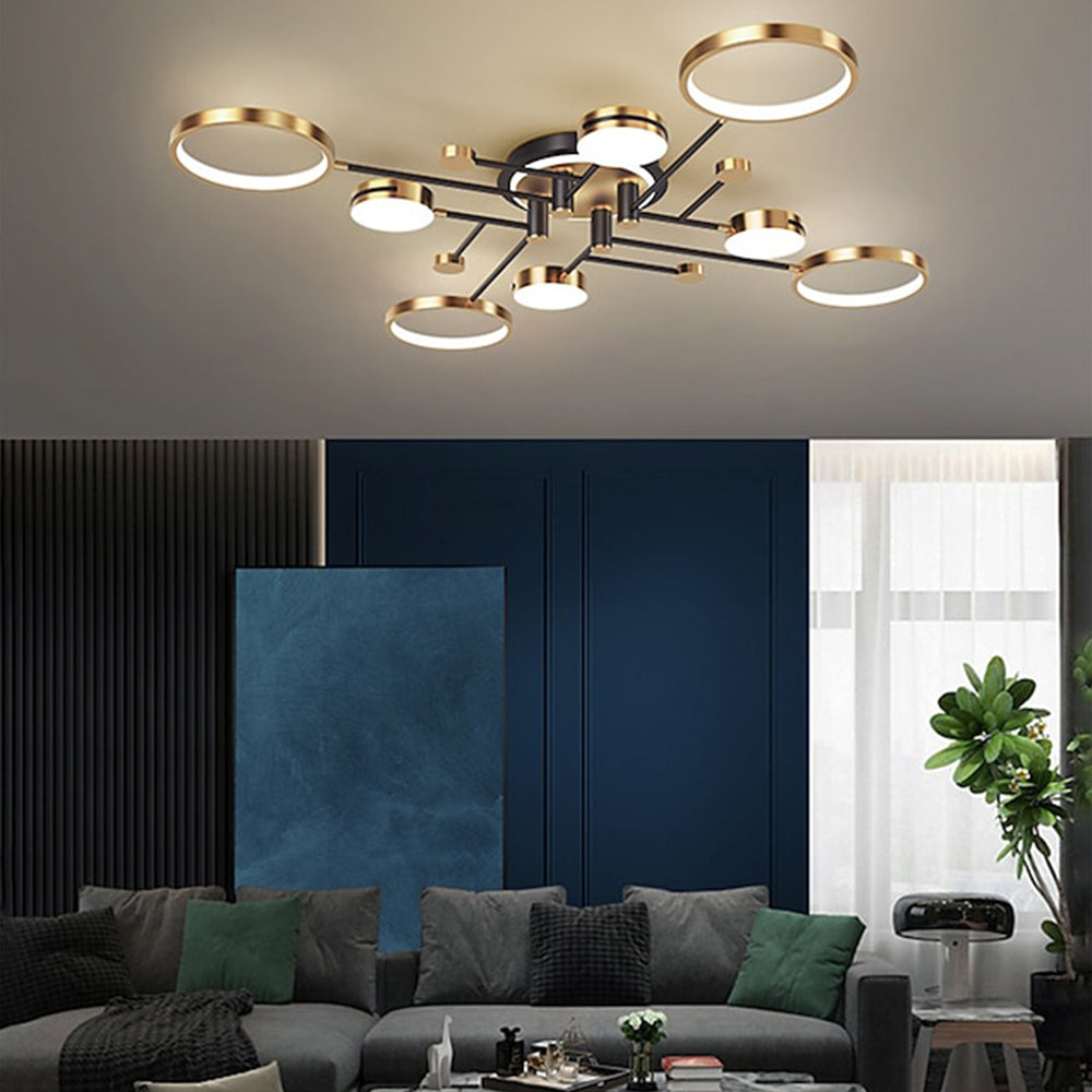 Gold Circle Ceiling Light - Creative LED Living Room Lighting Modern