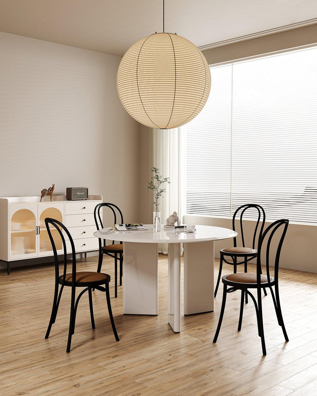 Runde Pendelleuchte aus Washi-Papier – Minimalistische Beleuchtung für das Wohnzimmer