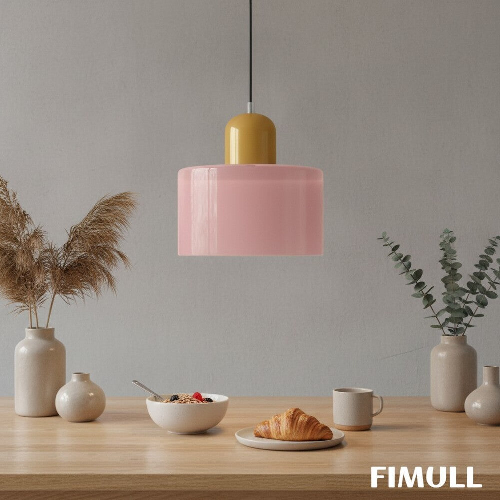 Creative Morandi Cylindrical Glass Pendant – Modern Dining Room