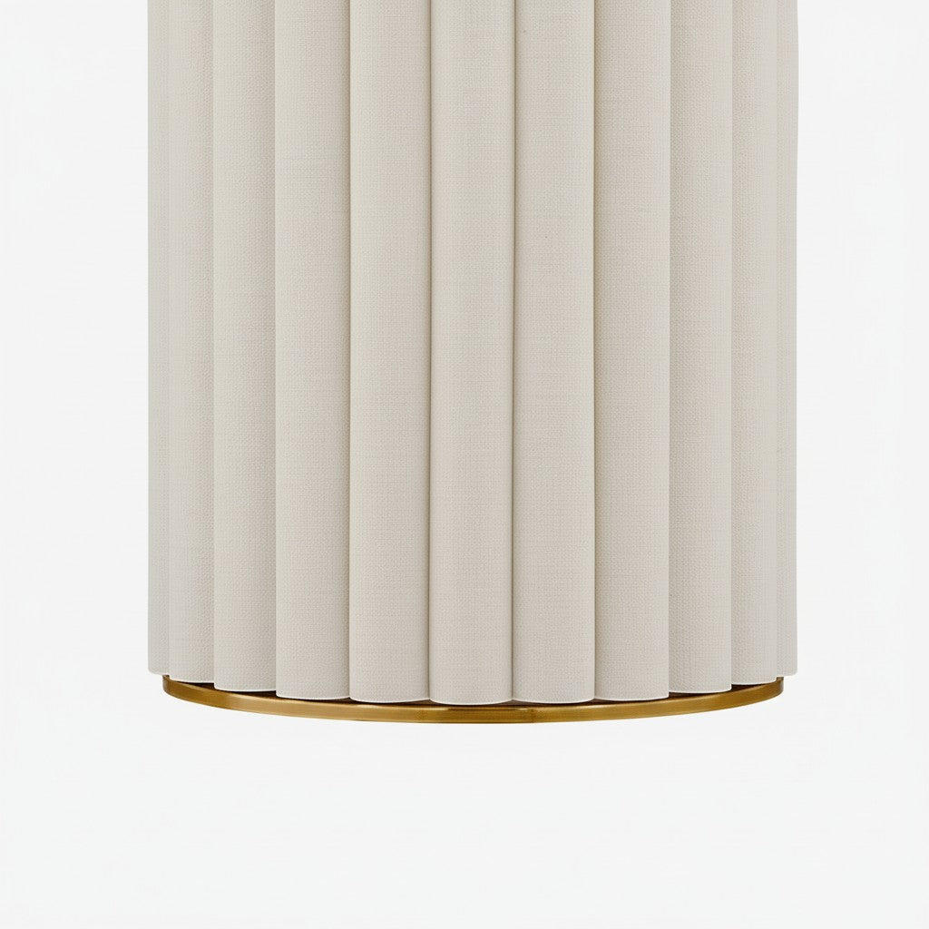 Duova Scalloped Wall Lamp - Antique Brass with Linen Fabric Suitable for Living Room and Bedroom