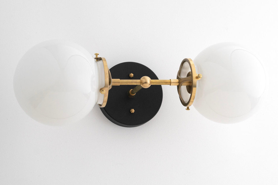 Lumio Globe Art Deco Vanity Light -  Opal Globe Bathroom Sconce
