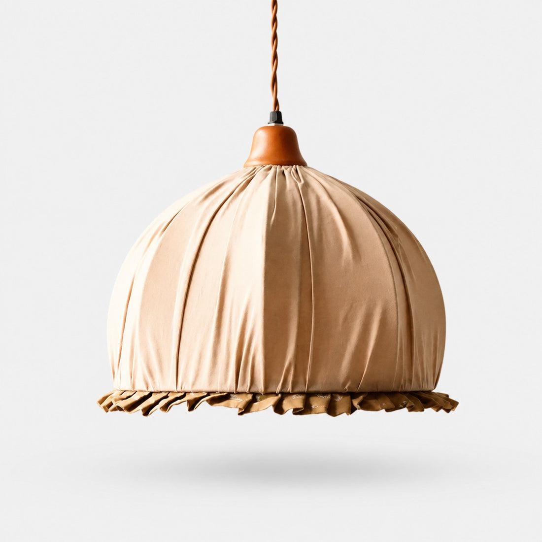 Ruched Fabric Pendant Light with Pleated Shade