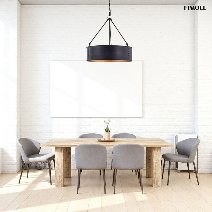 Industrielle Käfigtrommel-Pendelleuchte für Esszimmer