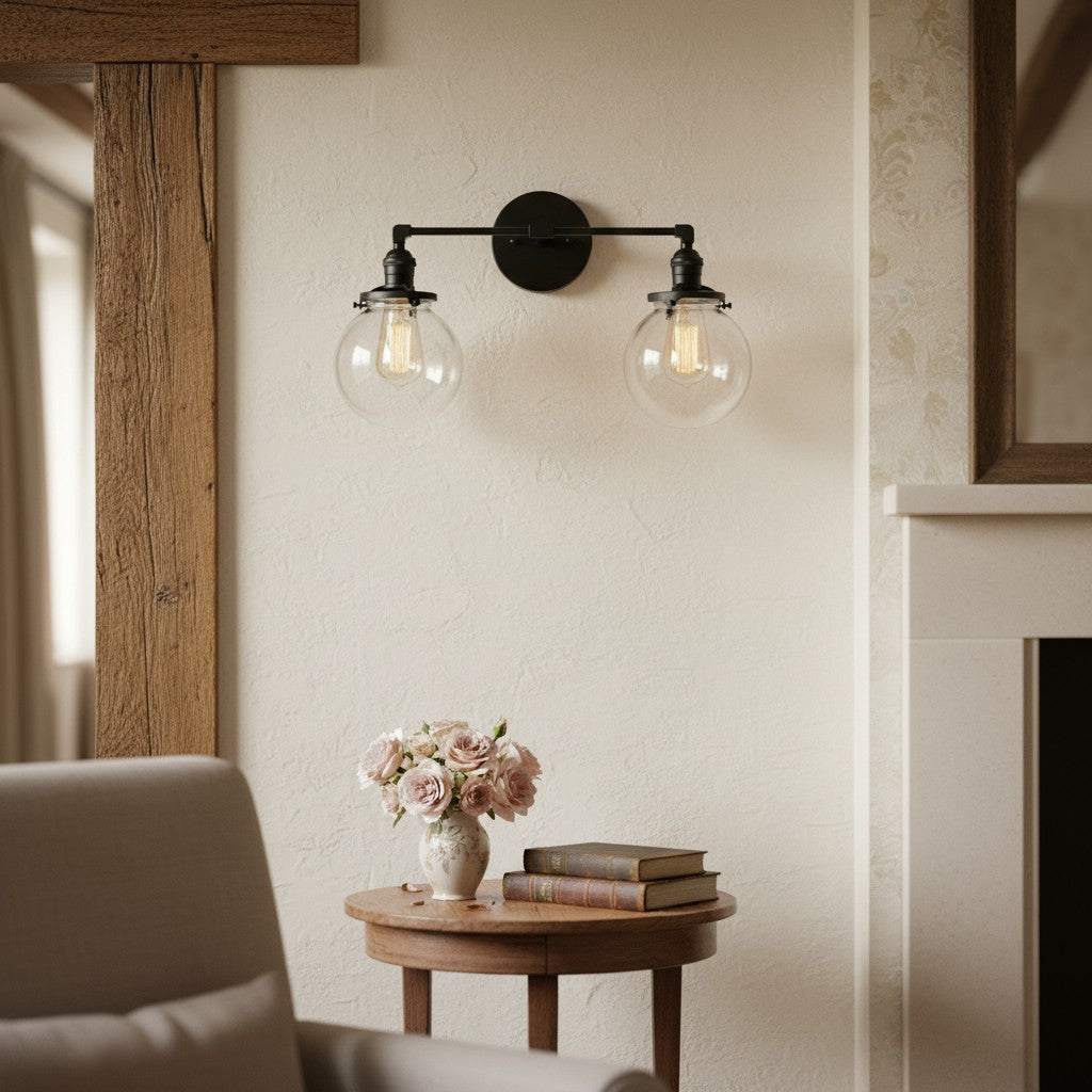 Lumio Globe Glaskugel-Waschtischleuchte – Moderne Badezimmerleuchte mit zwei Lichtern