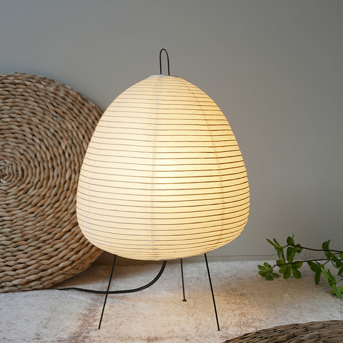 Japanisch inspirierte Papiertischlampe – Maulbeerpapierlampe fürs Schlafzimmer