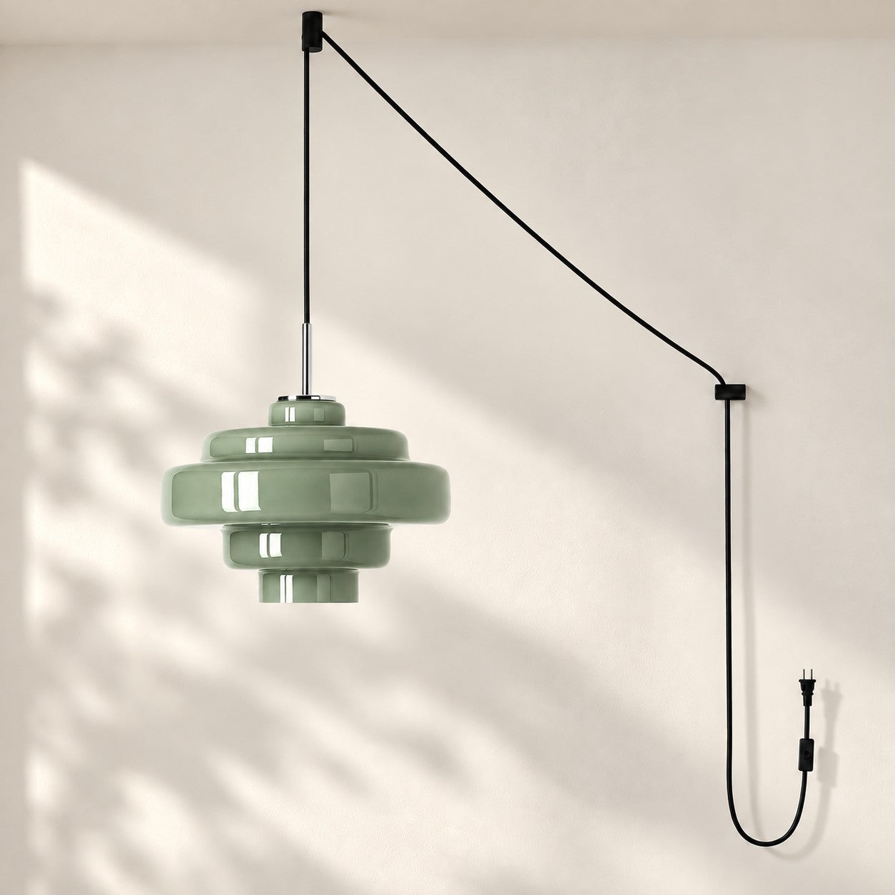 Koloro Millie Glas-Pendelleuchte mit Stecker - Retro-Pendelleuchte in bunten Farben für moderne Innenräume