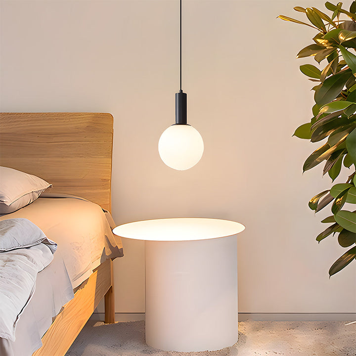 Opalescent Glass Pendant Light - Spherical Bedroom Lighting Modern