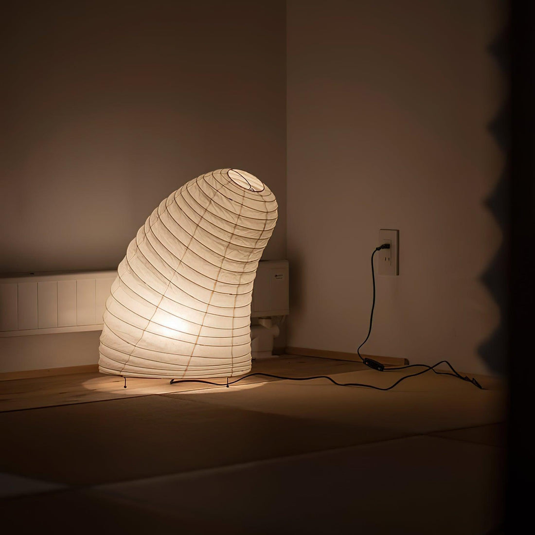Japanisch inspirierte Papiertischlampe – Maulbeerpapierlampe fürs Schlafzimmer