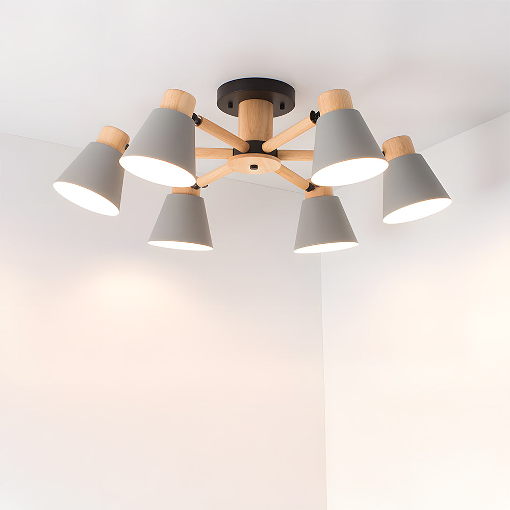 Wooden Ceiling Light - Flush Mount Living Room Lamp Natural