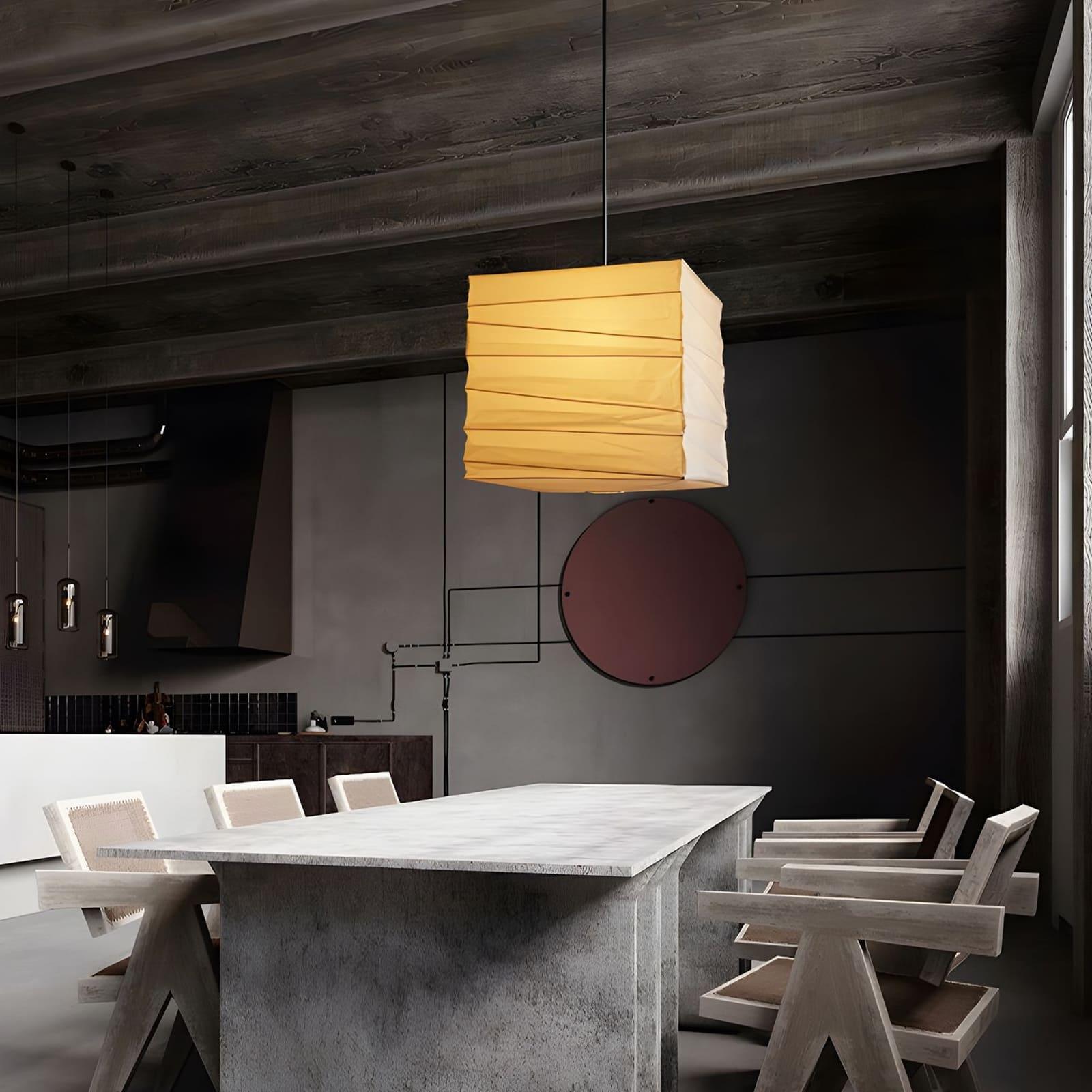 Paper Cube Pendant Lamp - Traditional Minimalist Lamp for Entryway