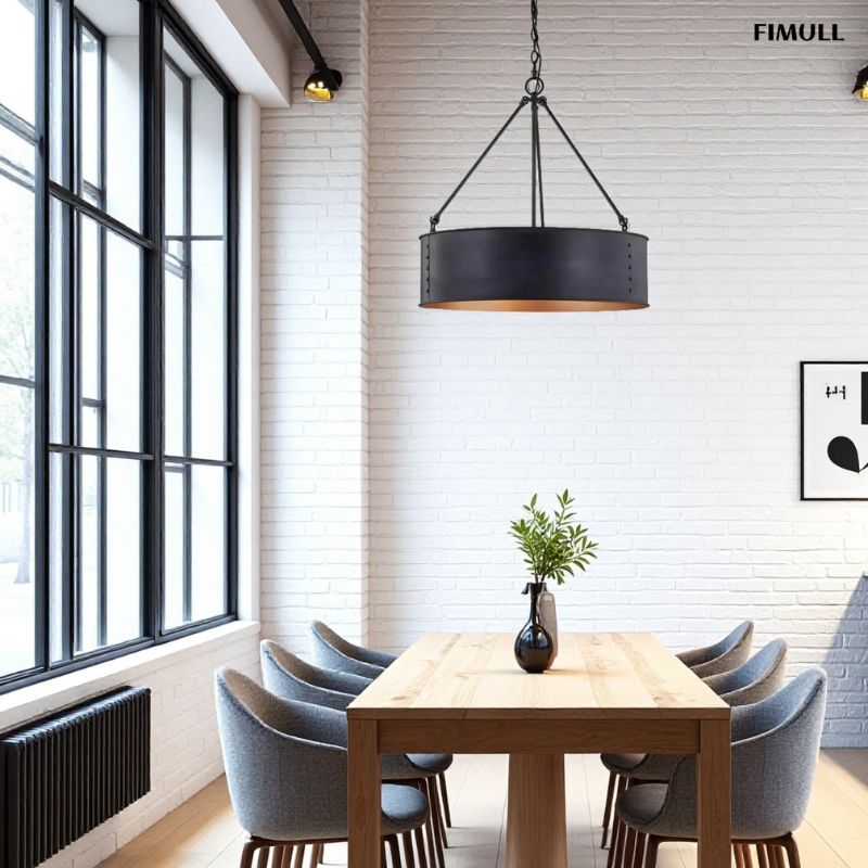 Industrial Cage Drum Pendant Light For Dinning Room