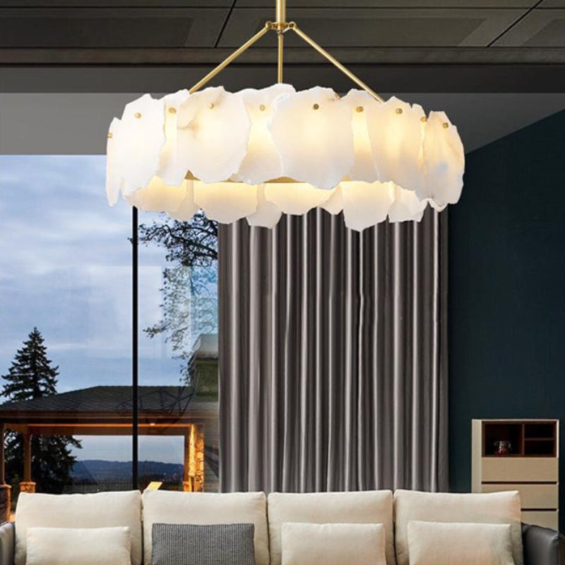 Classic Ring Alabaster Brass Chandelier