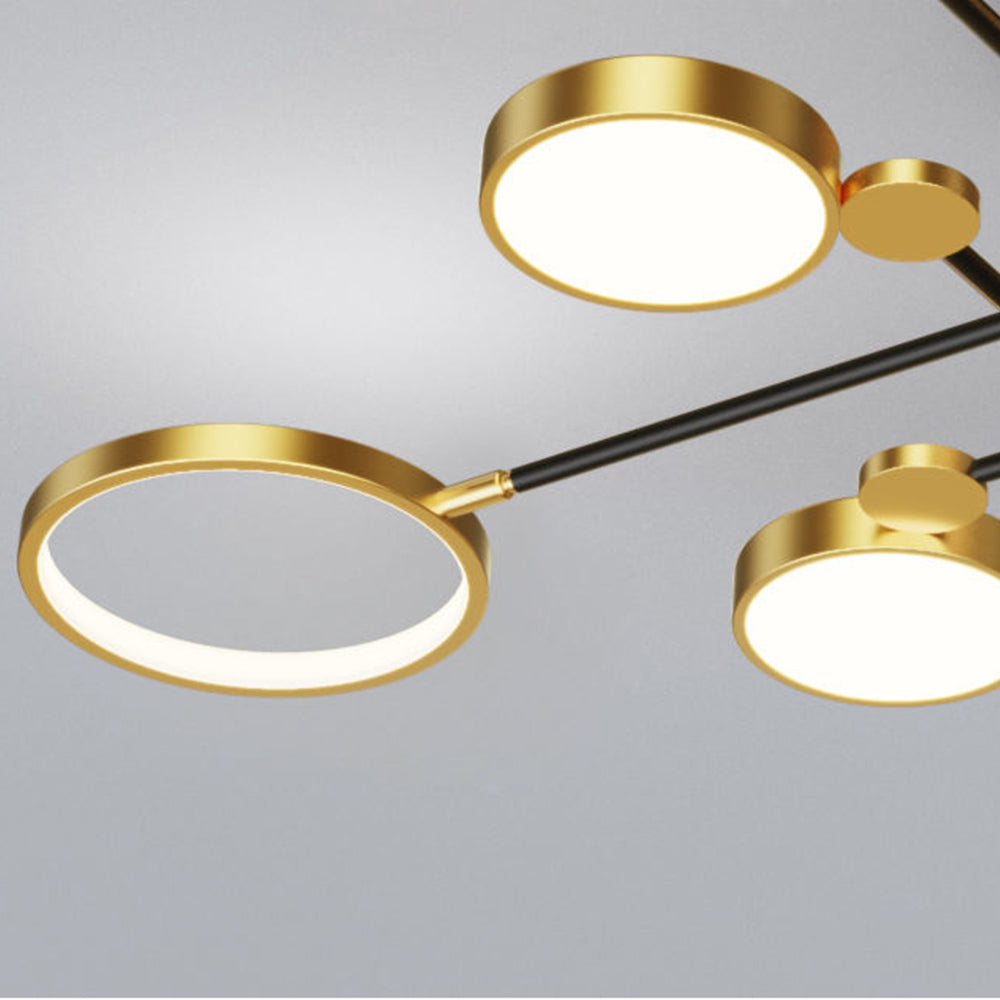 Branch Ring Chandelier - Gold Black Multi Light for Modern Bedroom