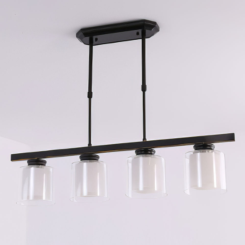 Kitchen Island Pendant Light - Modern Adjustable Height Glass Lighting