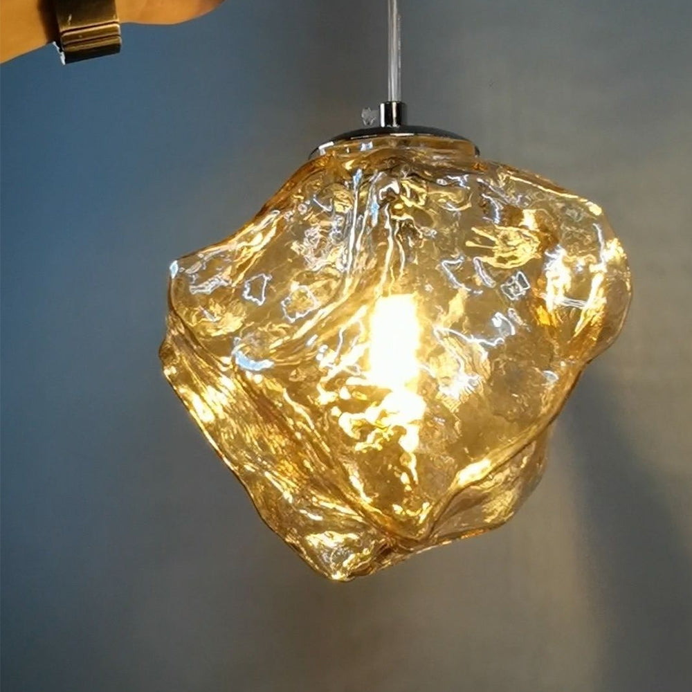Modern Glass Pendant Light - Stone Shape Lamp for Kitchen Island