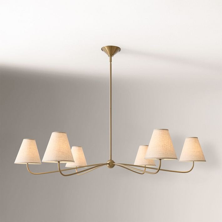 Fibura Metal Modern Linen Shade Linear Chandelier - Clean Lines