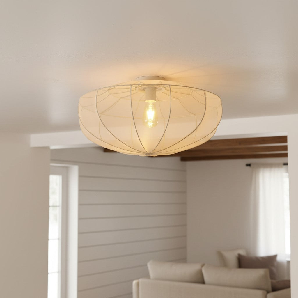 Lumifil Draped Mesh Ceiling Light – Boho Rustic Textured Shade Lamp for Living Room or Bedroom
