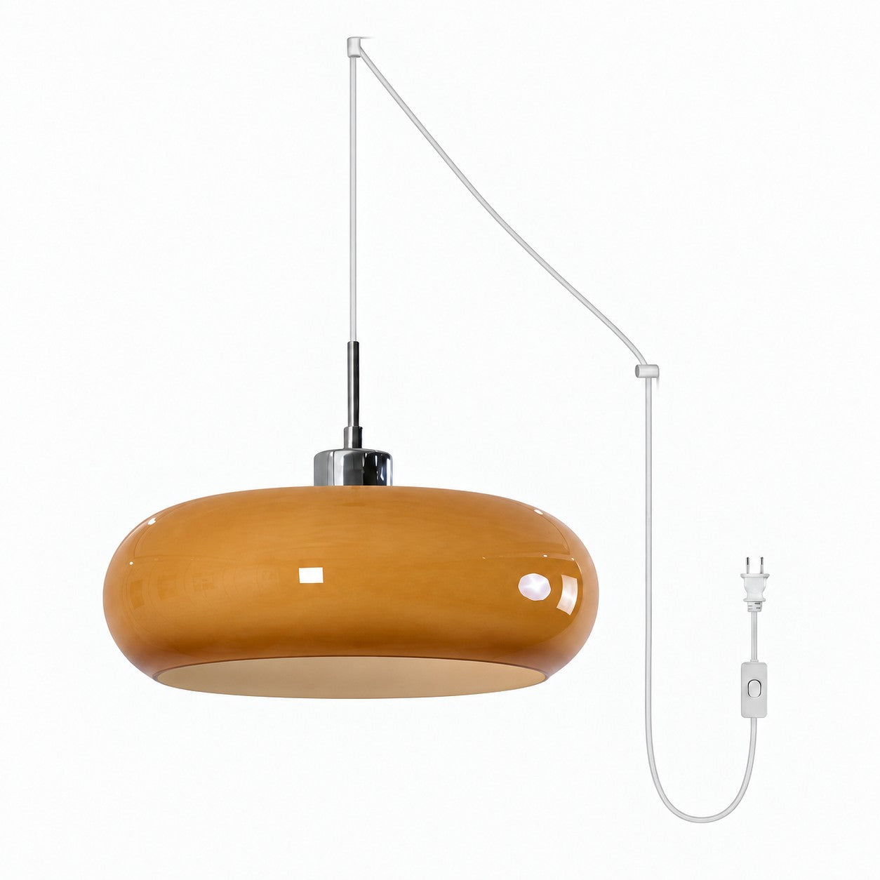 Potivus skulpturale Glas-Pendelleuchte mit Stecker