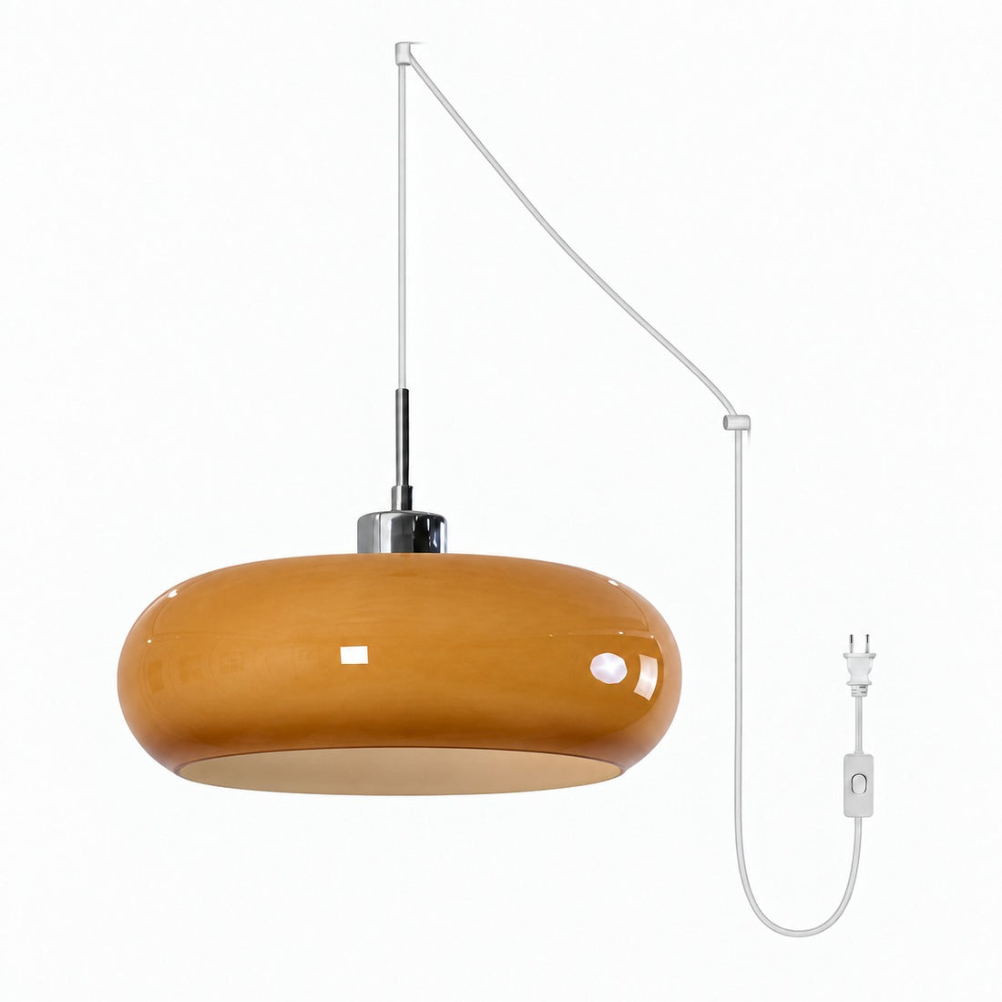 Potivus skulpturale Glas-Pendelleuchte mit Stecker