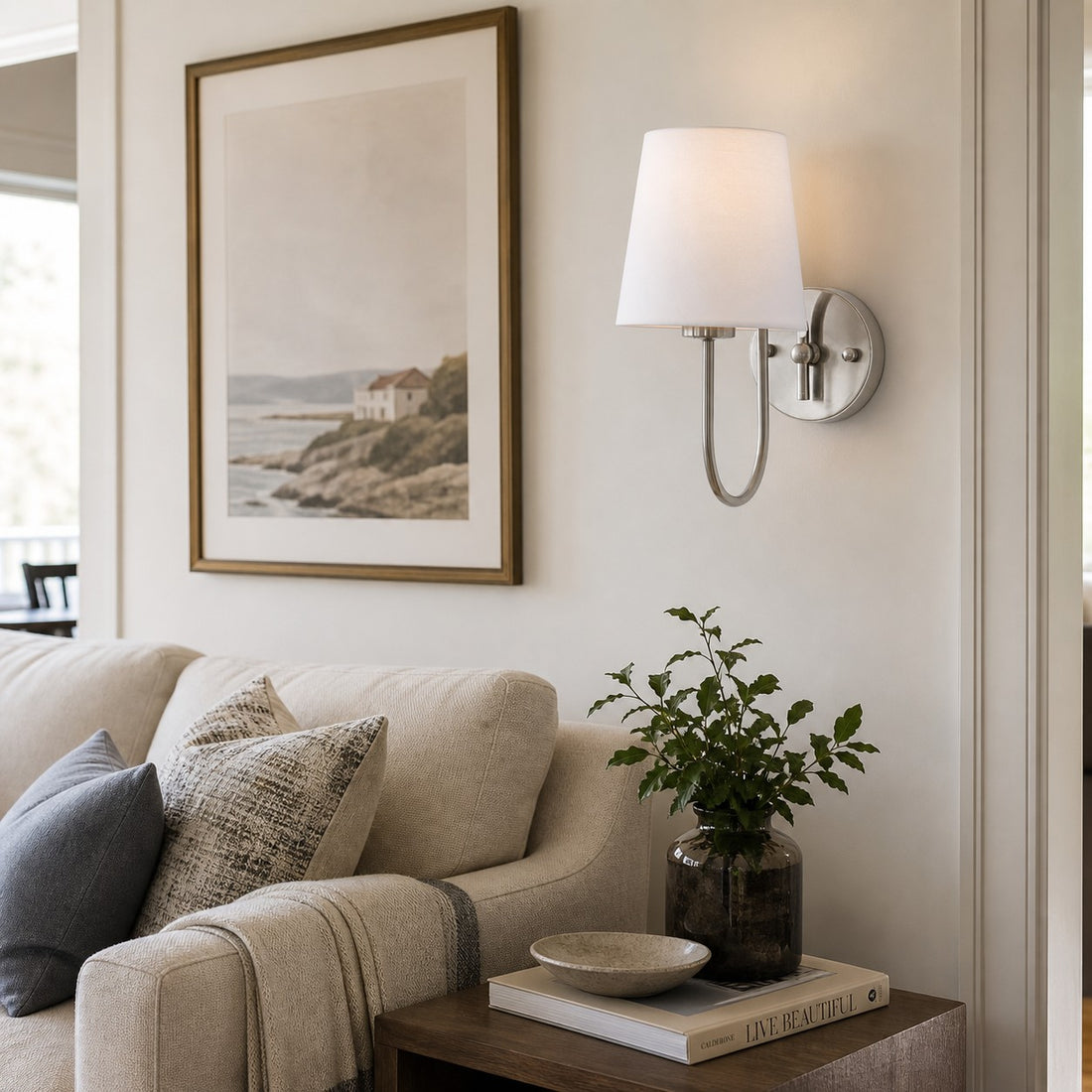 French Style Glass and Metal Wall Sconce