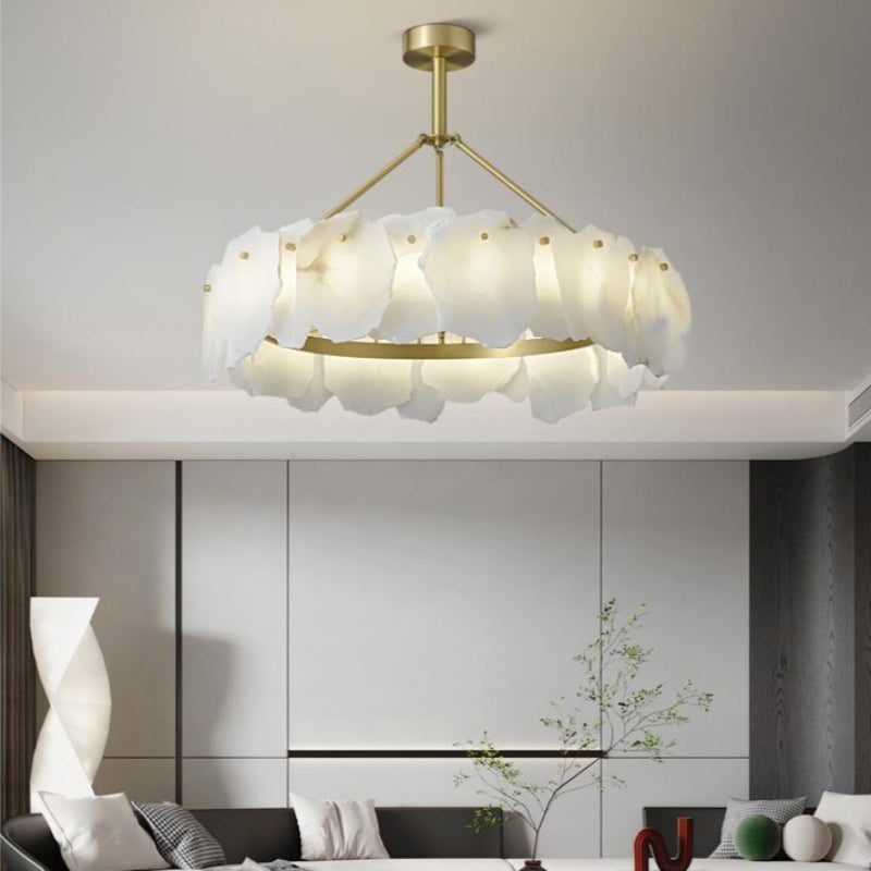 Classic Ring Alabaster Brass Chandelier