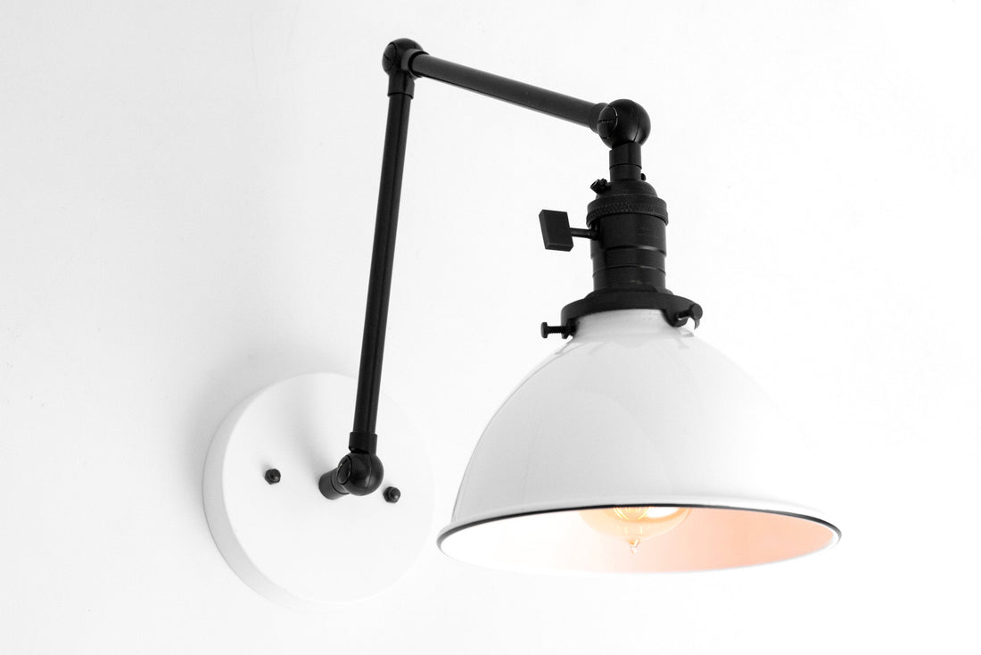 Conique Metal Vintage Industrial Swing Arm Wall Lamp - Adjustable Dome Shade for Study