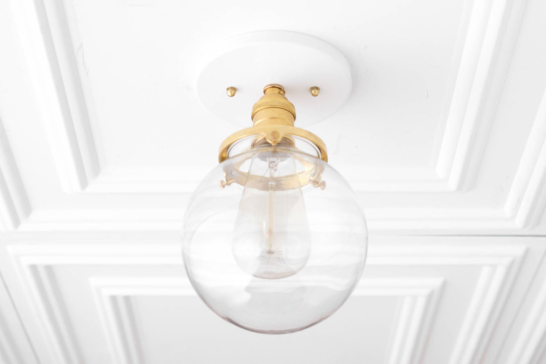 Glorica Glass Retro Globe Ceiling Light - Vintage Industrial Home Lighting