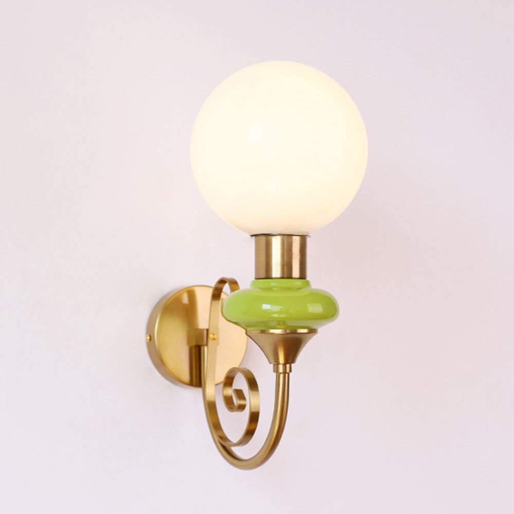 Retro Glass Wall Lamp - Single Ball Light French Style for Hallway