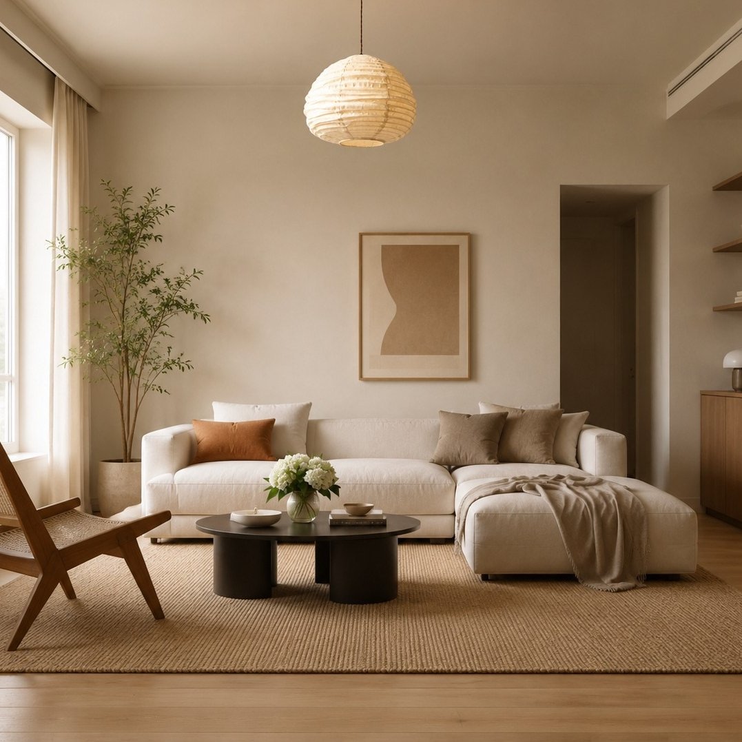 Natural Linen Wabi-Sabi Pendant Lamp