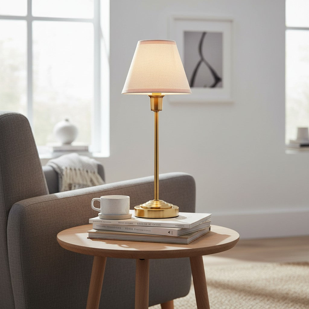 Bronzuno Textured Fabric Desk Lamp – Modern Metal Base Lighting for Offices or Lounges