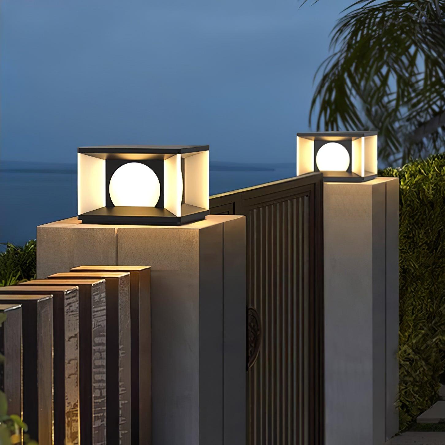 Eclipse Cube Outdoor Post Light - Weatherproof Garden & Pathway Lighting