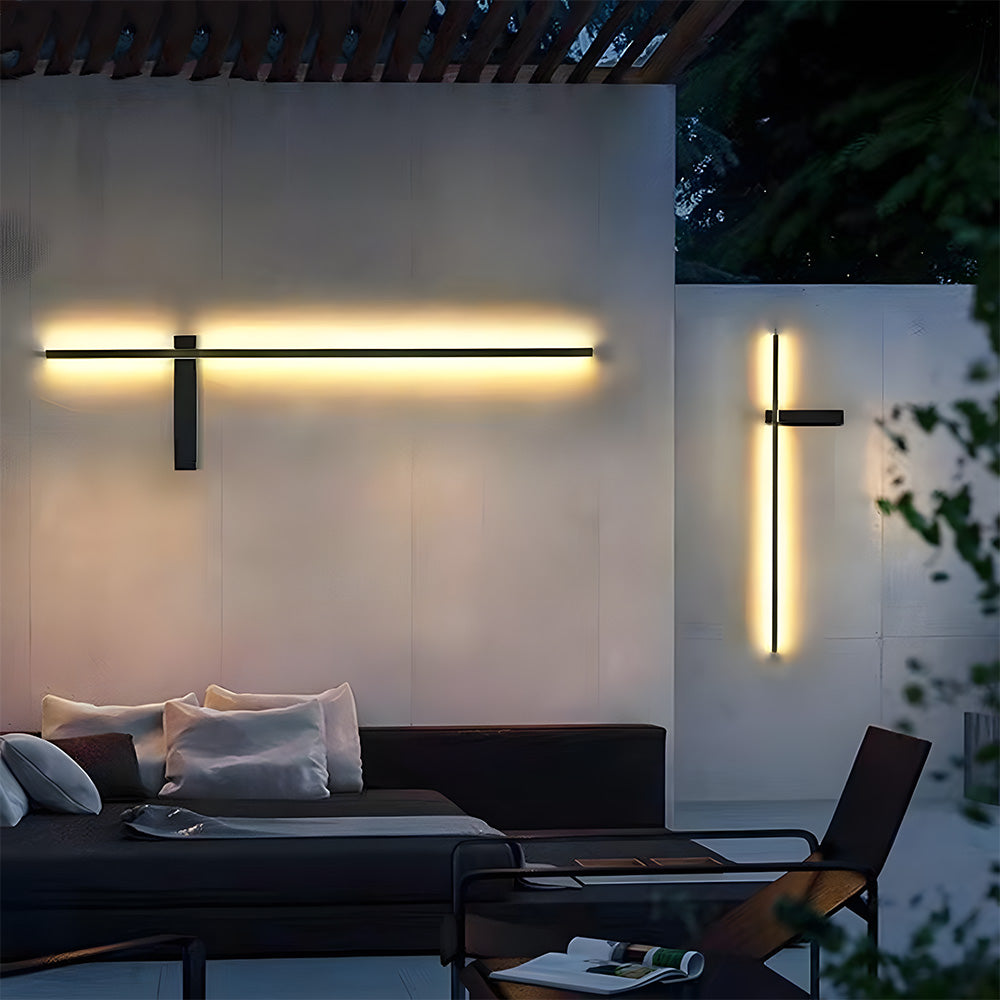 IP54 Outdoor Wall Light - Modern Black LED Strip Lighting