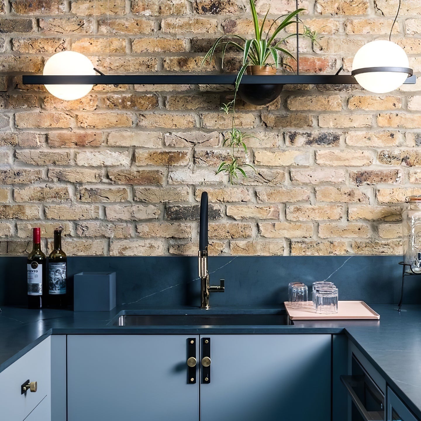 Modern Metal Wall Light - Black Frame Glowing Sphere Lamp for Garden