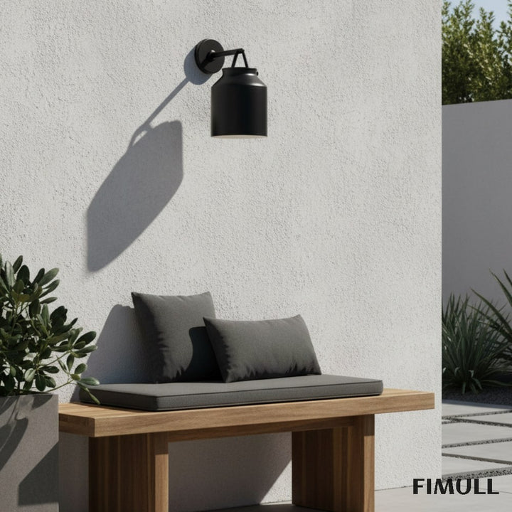 Hanton Metal Outdoor Wall Sconce - Matte Black Industrial Light Fixture