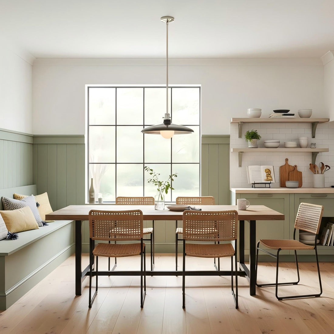 Forvara Rustic Pendant Light - Adjustable Metal Pole Lamp for Kitchen