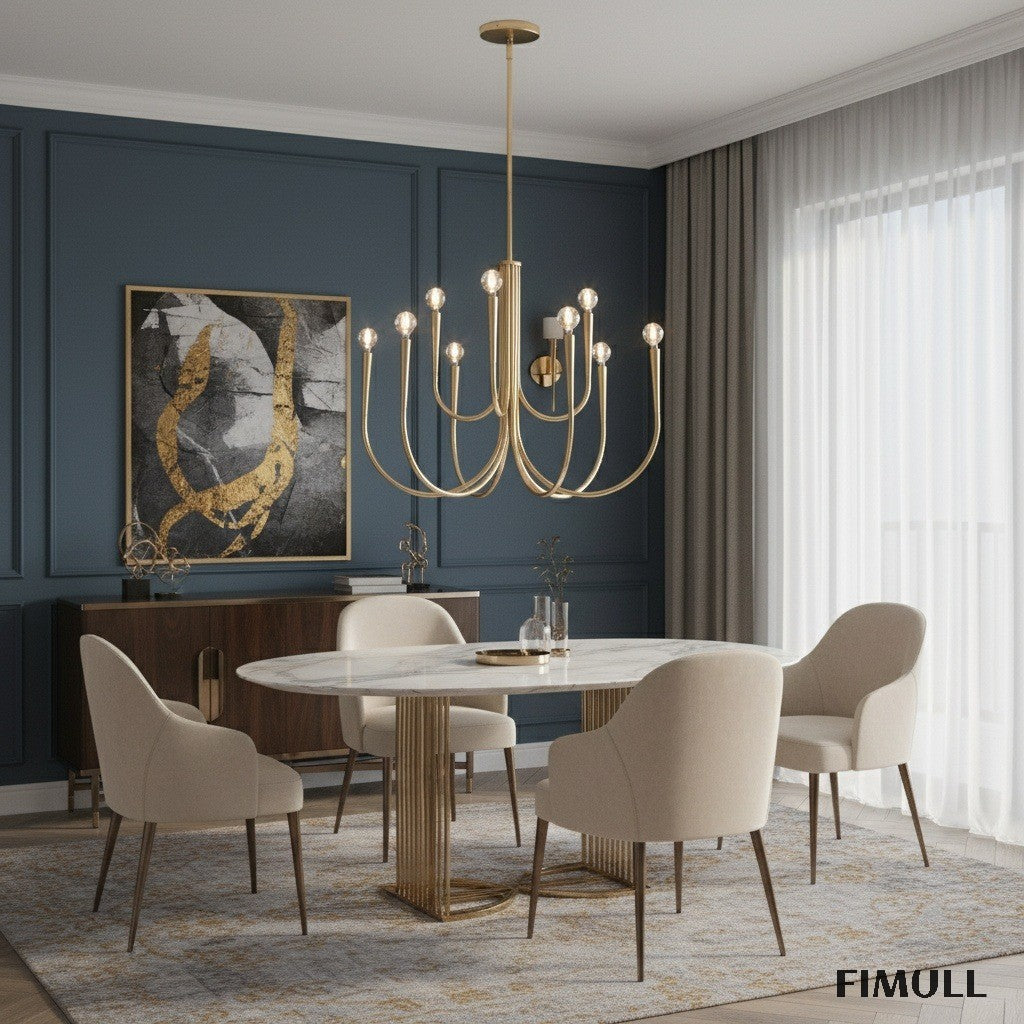 Borvia Metal Swoop Arm Chandelier - Modern Arc Lamp for Living Room