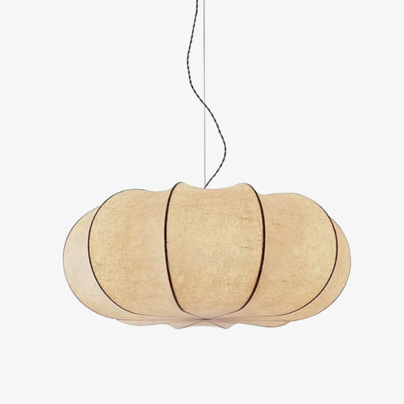 Wabi-Sabi Silk Flat Round White Pendant Light