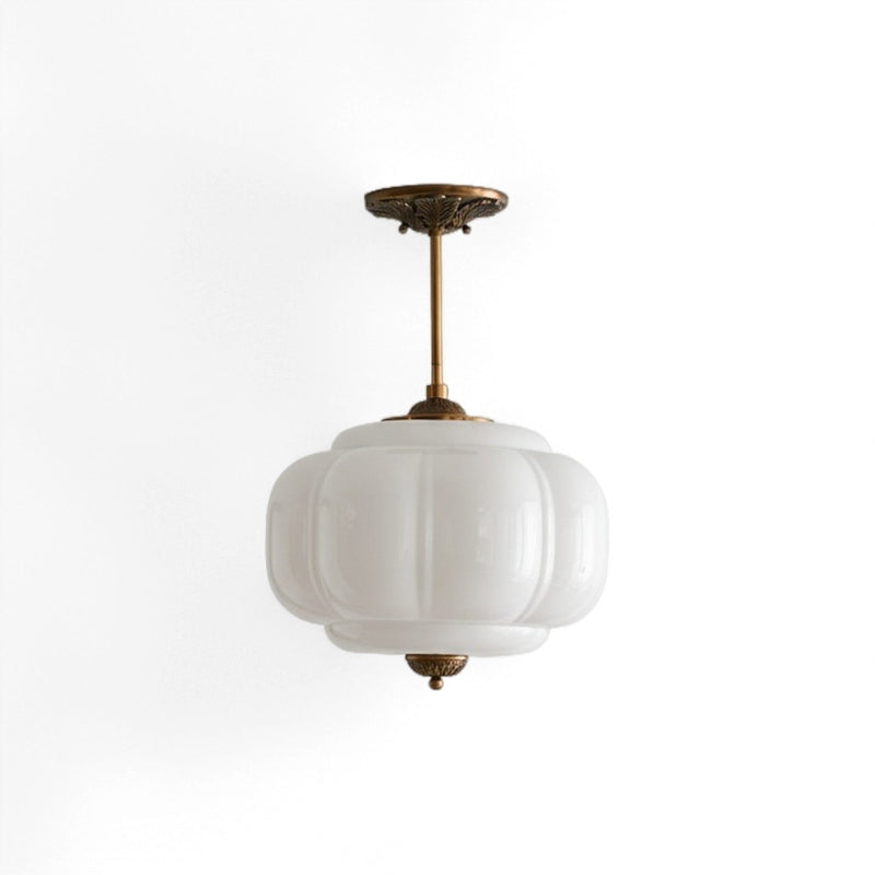 Vintage Milk Glass Eloise Semi-Flush Mount Pendant Light