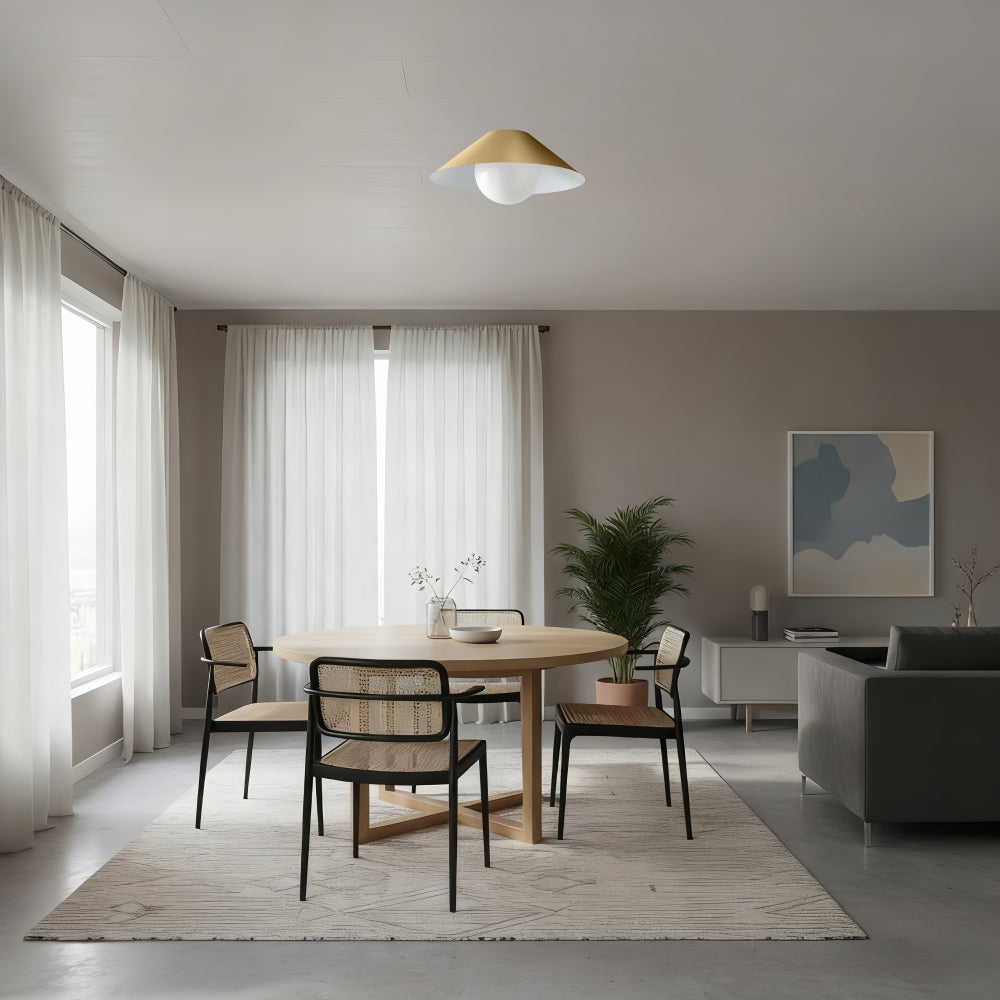 Brivana Metal Semi-Flush Ceiling Light - Modern Cone Lamp for Hallway