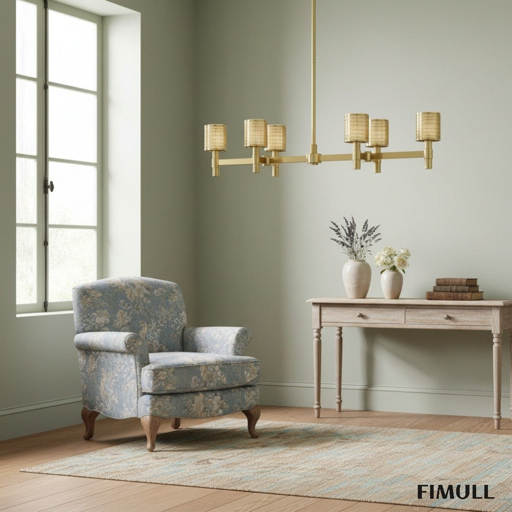 Galvia Adjustable Metal Chandelier  - 6-Light Champagne Bronze Design