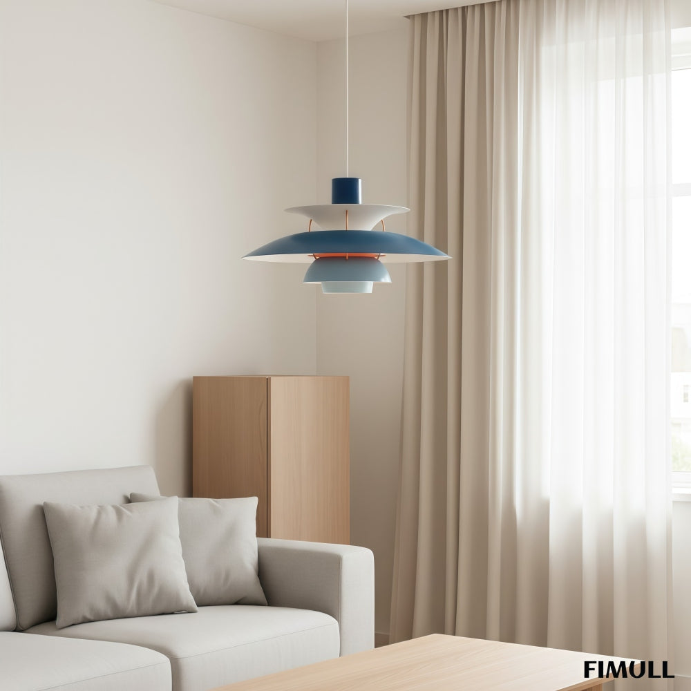 Layered Shade Pendant Light - Minimalist Metal Fixture for Dining Room