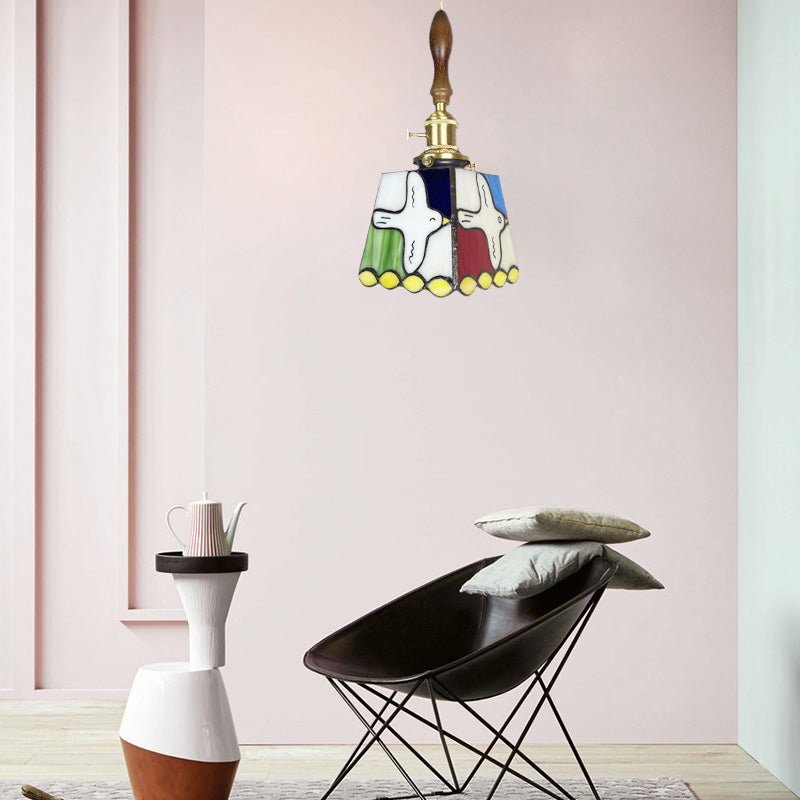Retro Bunte Messing Glas Kleine Pendelleuchte Mit Kreativen Friedenstauben-Muster Für Restaurant