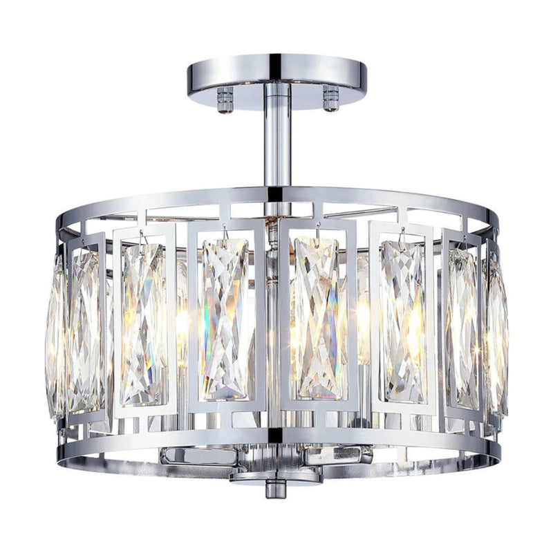 Moderne Trommelförmige Deckenlampe aus Kristallmetall
