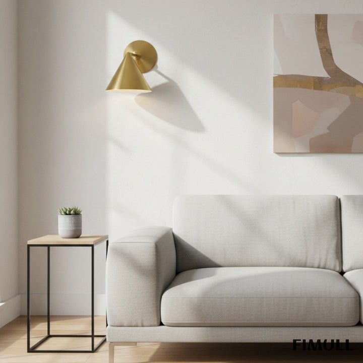 Brivana Modern Metal Wall Light - Cone Brass Sconce for Hallway