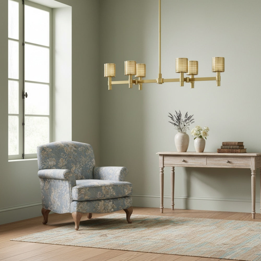Galvia Adjustable Metal Chandelier  - 6-Light Champagne Bronze Design