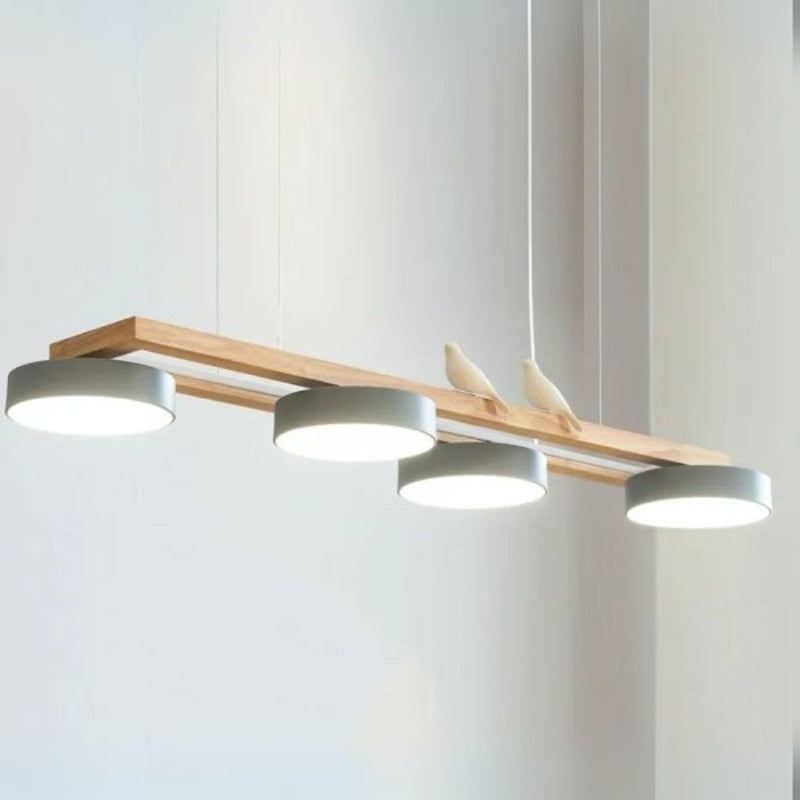 Nordic Nature Bird 4-Light Wood Pendant Light